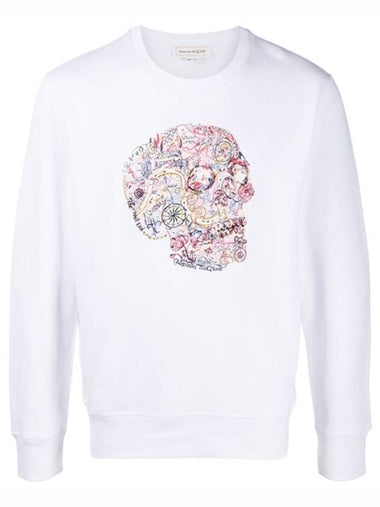 650434 QQZ69 0900 Motif Skull Sweatshirt Sweatshirt White Men's T-Shirt TR - ALEXANDER MCQUEEN - BALAAN 1