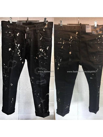 Men's Gold Paint Spot Black Glam Head Jeans S71LB0280 S30564 900 - DSQUARED2 - BALAAN 1