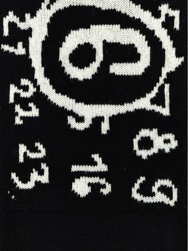 MM6 Logo Intarsia Knit Distressed Scarf Black - MAISON MARGIELA - BALAAN 4