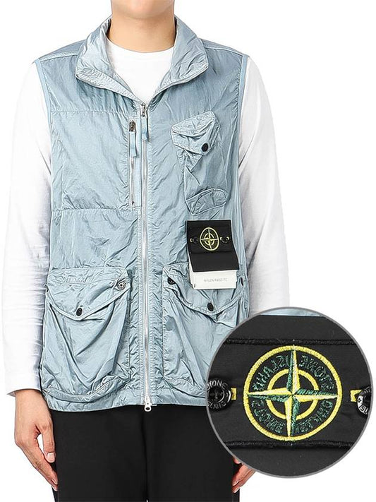 Men's Waffen Patch Nylon Vest Ruit Blue - STONE ISLAND - BALAAN.