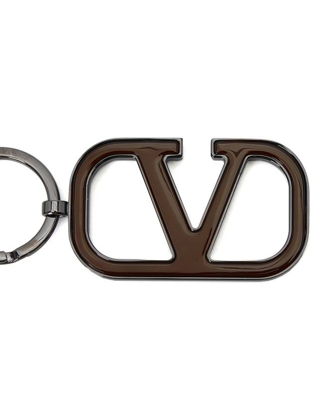 V Logo Signature Key Ring Silver Brown - VALENTINO - BALAAN 8