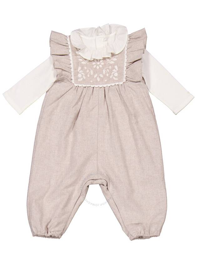 Chloe Baby Girls Floral-Embroidered Ruffled Dungaree Set, Size 9M - CHLOE - BALAAN 3