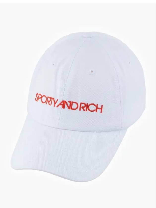 Embroidered Logo Cotton Ball Cap White - SPORTY & RICH - BALAAN 4