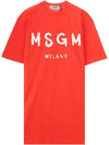 20SS 2841MDA68 207298 10 Paint Logo Milano Round Short Sleeve Dress Orange White Women’s T-shirt TFN - MSGM - BALAAN 1