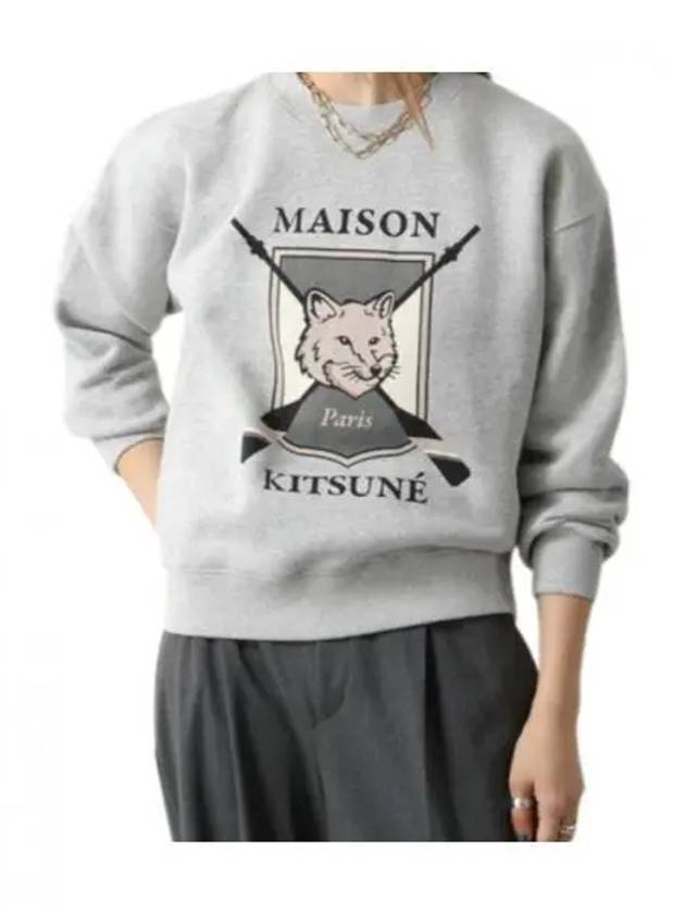 College Fox Print Sweatshirt Light Grey Melange - MAISON KITSUNE - BALAAN 2