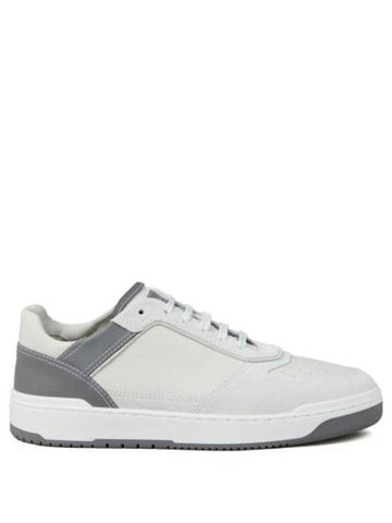 Logo Leather Low Top Sneakers Grey White - BRUNELLO CUCINELLI - BALAAN 1