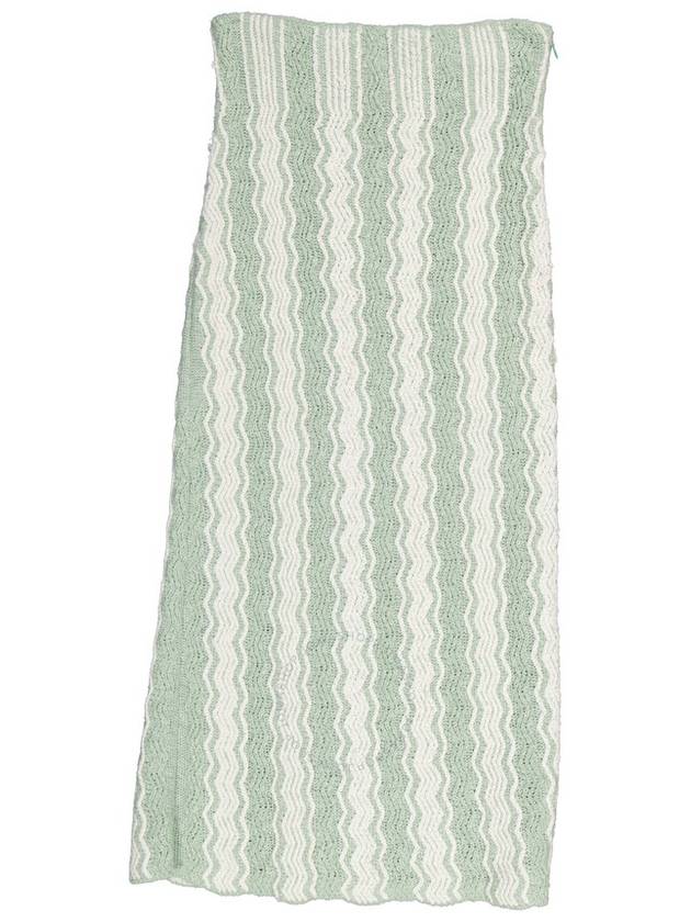 Jil Sander Ladies Acid Green Chenille-trimmed Striped Cotton-blend Midi Skirt, Brand Size 34 (US Size 2) - JIL SANDER - BALAAN 1