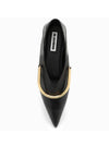 Women's Metal Detail Leather Ballerina Flats Black - JIL SANDER - BALAAN 3