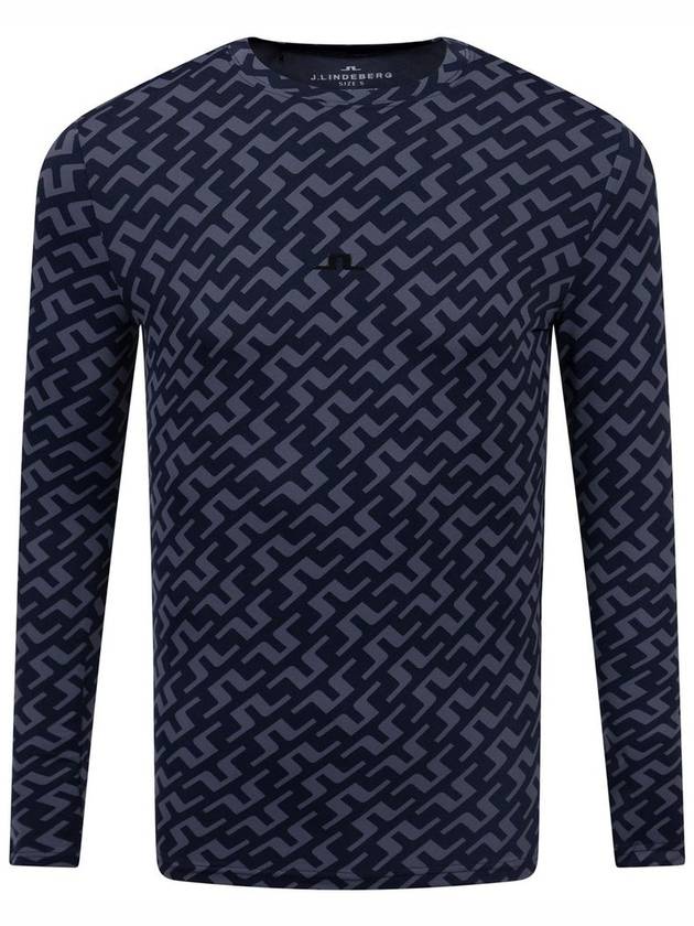 Men's Thor Allover Logo Print Long Sleeve T-Shirt Navy - J.LINDEBERG - BALAAN 2