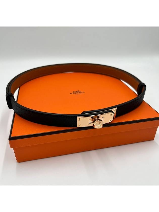 Hermes Kelly 18 Belt Rose Gold Belt Black - HERMES - BALAAN 4