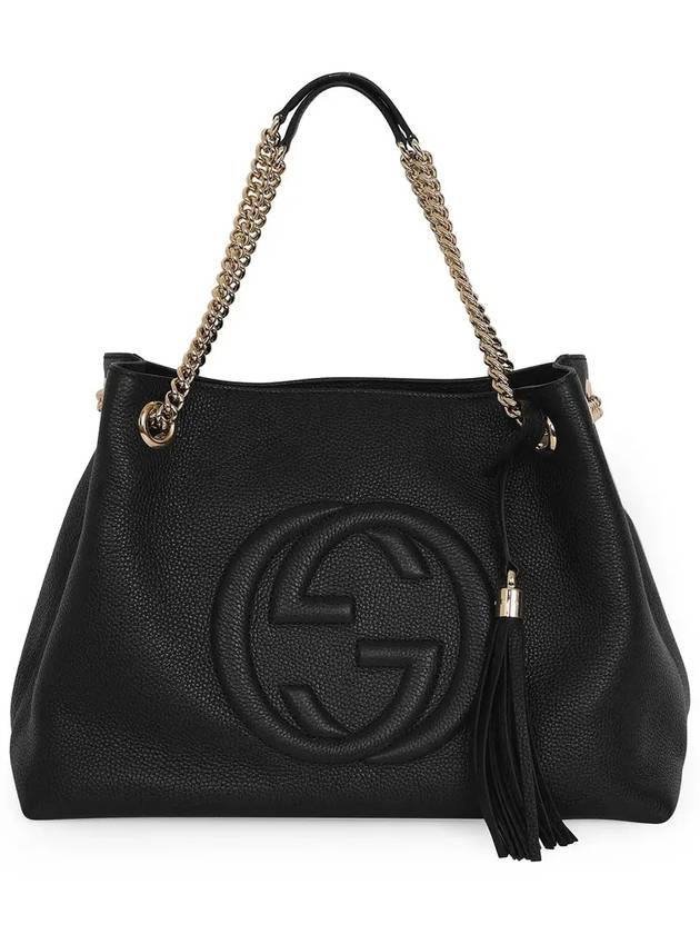 Pebbled Leather Medium Chain Handbag Soho Black - GUCCI - BALAAN 6