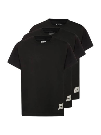 Logo Patch Cotton Short Sleeve T-Shirt 3 Pack Black - JIL SANDER - BALAAN 2