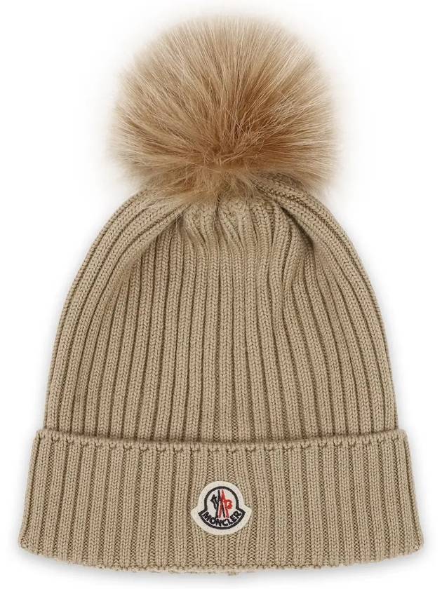 Kids Infant Pom Beanie Beige 3B00014 M1131 231 - MONCLER - BALAAN 3