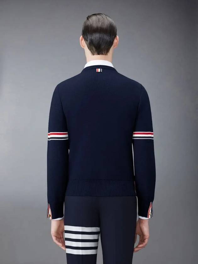 Men's Milan Stitch Armband Crew Neck Knit Top Navy - THOM BROWNE - BALAAN 4