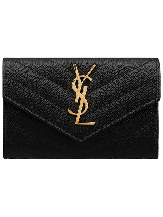 Monogram Envelope Small Half Wallet Black Gold - SAINT LAURENT - BALAAN 2