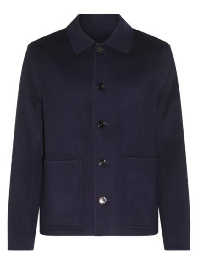 Pocket Patch Wool Blend Jacket Navy - AMI - BALAAN 2