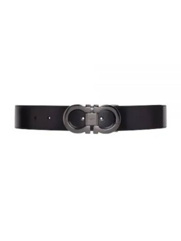 Double Gancini Reversible Leather Belt Black Auburn - SALVATORE FERRAGAMO - BALAAN 2