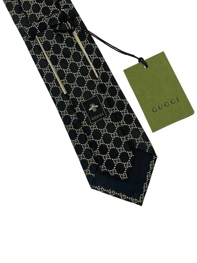 GG Logo Silk Jacquard Tie Black - GUCCI - BALAAN 6