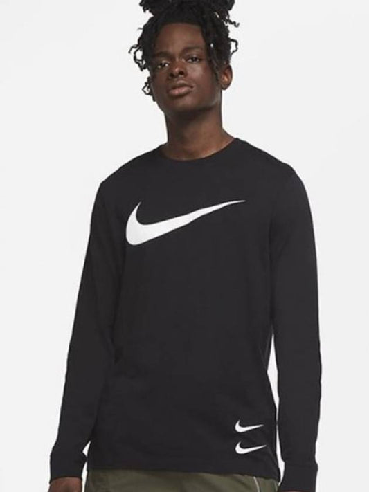 01DM4158010Double Swoosh Long Sleeve TShirtBlack - NIKE - BALAAN 1