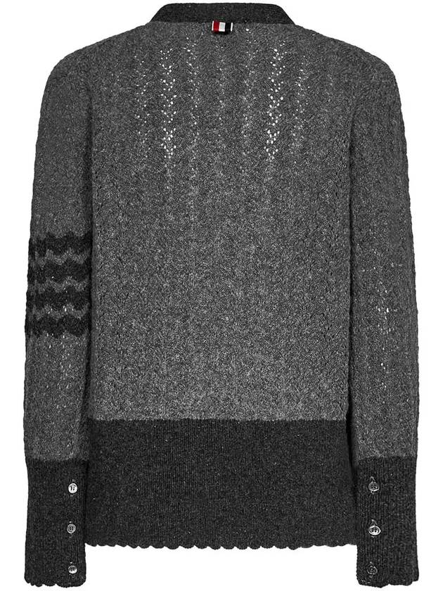 Women's Shetland Cable Pointelle Cardigan Grey - THOM BROWNE - BALAAN 4