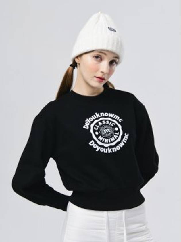 Thick inner brushed semi-balloon sleeve crop black sweatshirt shirt DO6232SW13 - DOYOUKNOWMC GOLF WEAR - BALAAN 1