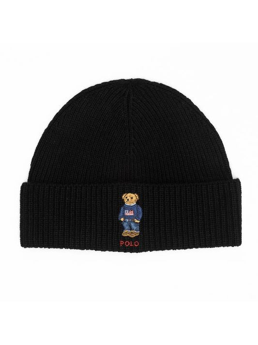 Solid Flag Bear Beanie Black - POLO RALPH LAUREN - BALAAN 1