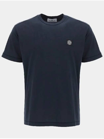 Logo Patch Short Sleeves T-Shirt Navy - STONE ISLAND - BALAAN 2