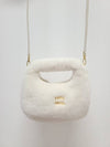 White shearling gold logo Wander hobo bag - MIU MIU - BALAAN 4