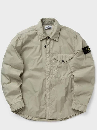 Logo Patch Zip Up Jacket Beige - STONE ISLAND - BALAAN 2