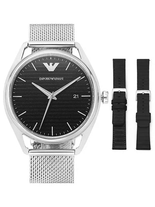 Mateo Silver Leather Watch Black - EMPORIO ARMANI - BALAAN 2