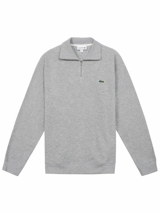 Logo Half Zip Up Cotton Sweatshirt Grey - LACOSTE - BALAAN 2