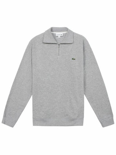 Logo Half Zip Up Cotton Sweatshirt Grey - LACOSTE - BALAAN 2