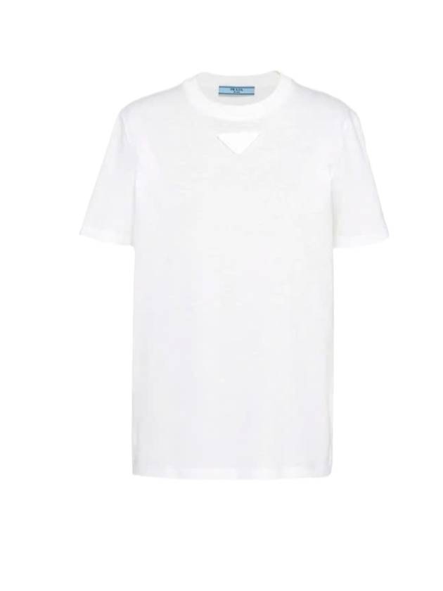 Patch Logo Cotton Short Sleeve T-Shirt White - PRADA - BALAAN 1