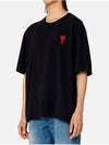 Heart Logo Cotton Jersey Short Sleeve T-Shirt Black - AMI - BALAAN 6