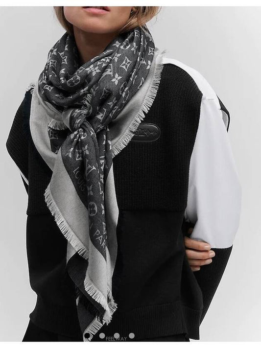 Monogram Denim Scarf Black - LOUIS VUITTON - BALAAN 2