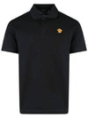 Embroidered Logo Polo Shirt Black - VERSACE - BALAAN 1