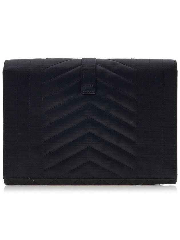 Matelasse Envelope Flap Satin Clutch Bag Black - SAINT LAURENT - BALAAN 4