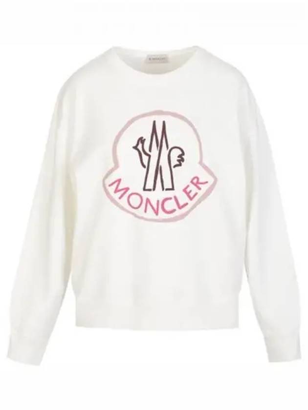 8G00023 899M1 032 Logo Printing Round Sweatshirt Cream Women s TJ 271691 - MONCLER - BALAAN 1