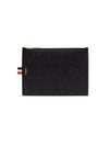 Three Stripes Tab Leather Clutch Bag Black - THOM BROWNE - BALAAN 1