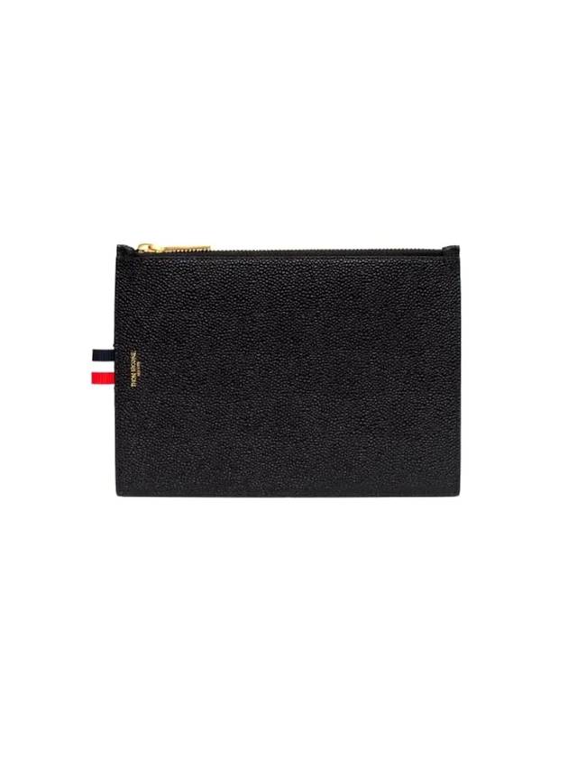 Three Stripes Tab Leather Clutch Bag Black - THOM BROWNE - BALAAN 1