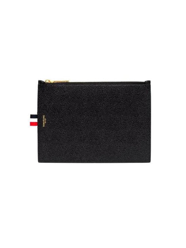 Three Stripes Tab Leather Clutch Bag Black - THOM BROWNE - BALAAN 1