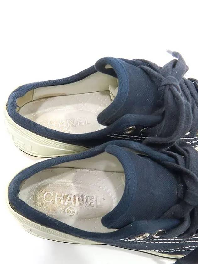 G34760 Navy canvas back logo sneakers size 35 220mm - CHANEL - BALAAN 6