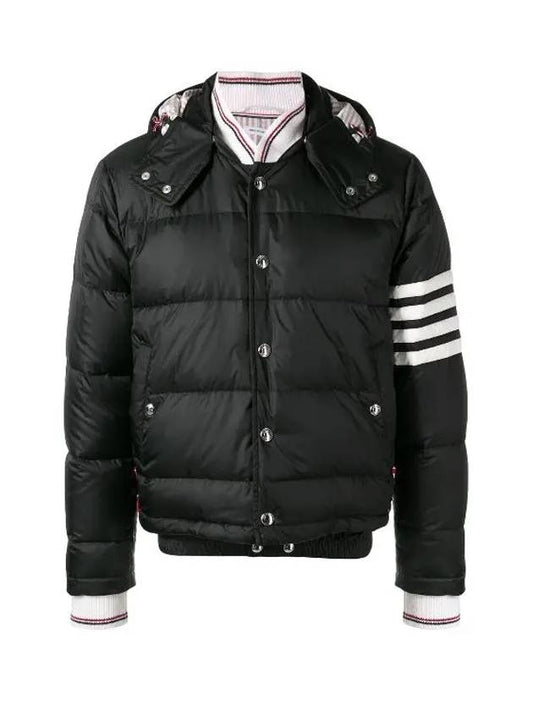 Downfilled Nylon 4-Bar Bomber Padding Black - THOM BROWNE - BALAAN 2