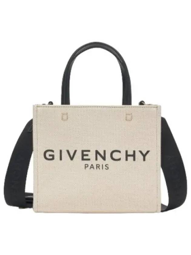 Mini Canvas Tote Bag Beige Black Handbag - GIVENCHY - BALAAN 1