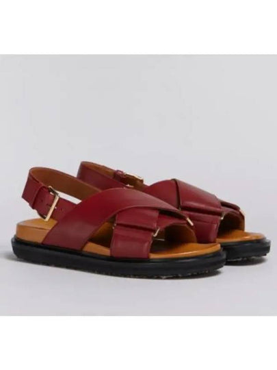 Fussbett Leather Sandals Burgundy - MARNI - BALAAN 2