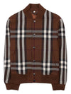 Check Wool Cotton Bomber Jacket Brown - BURBERRY - BALAAN 10