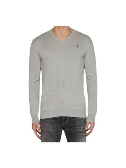 Embroidery Logo V-Neck Knit Top Grey - POLO RALPH LAUREN - BALAAN 2