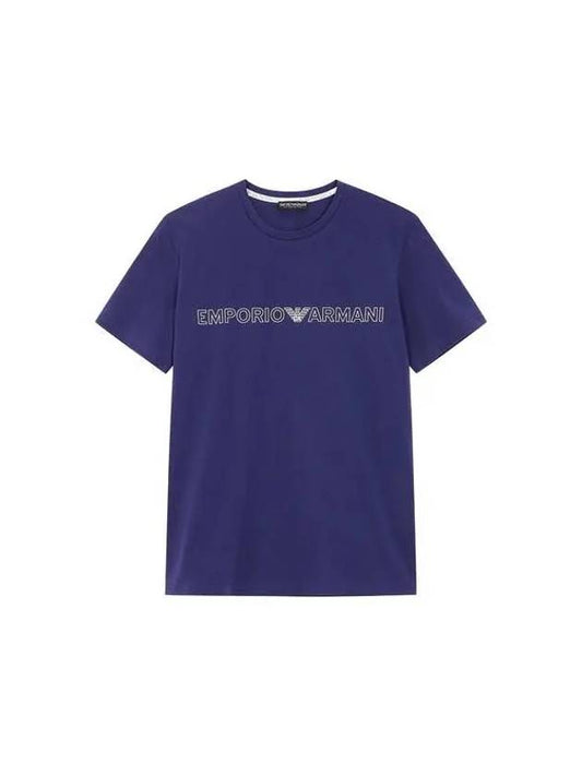 UNDERWEAR Men's Outline Logo Lounge TShirt Navy 270841 - EMPORIO ARMANI - BALAAN 1