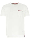 Men's Medium Weight Jersey Tipped Pocket Crewneck Short Sleeve T-Shirt White - THOM BROWNE - BALAAN 2