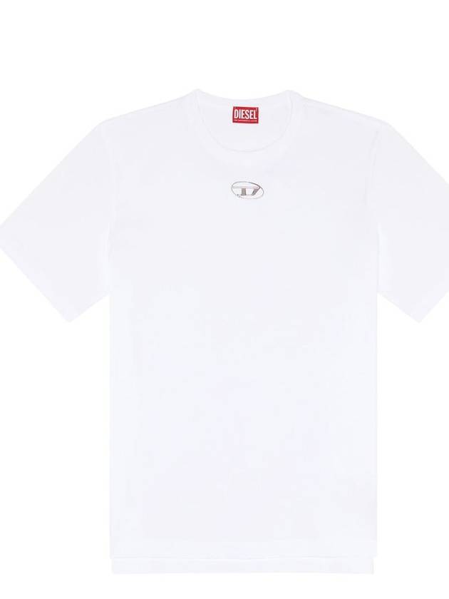 Metallic Logo Short Sleeve T-Shirt White - DIESEL - BALAAN 1